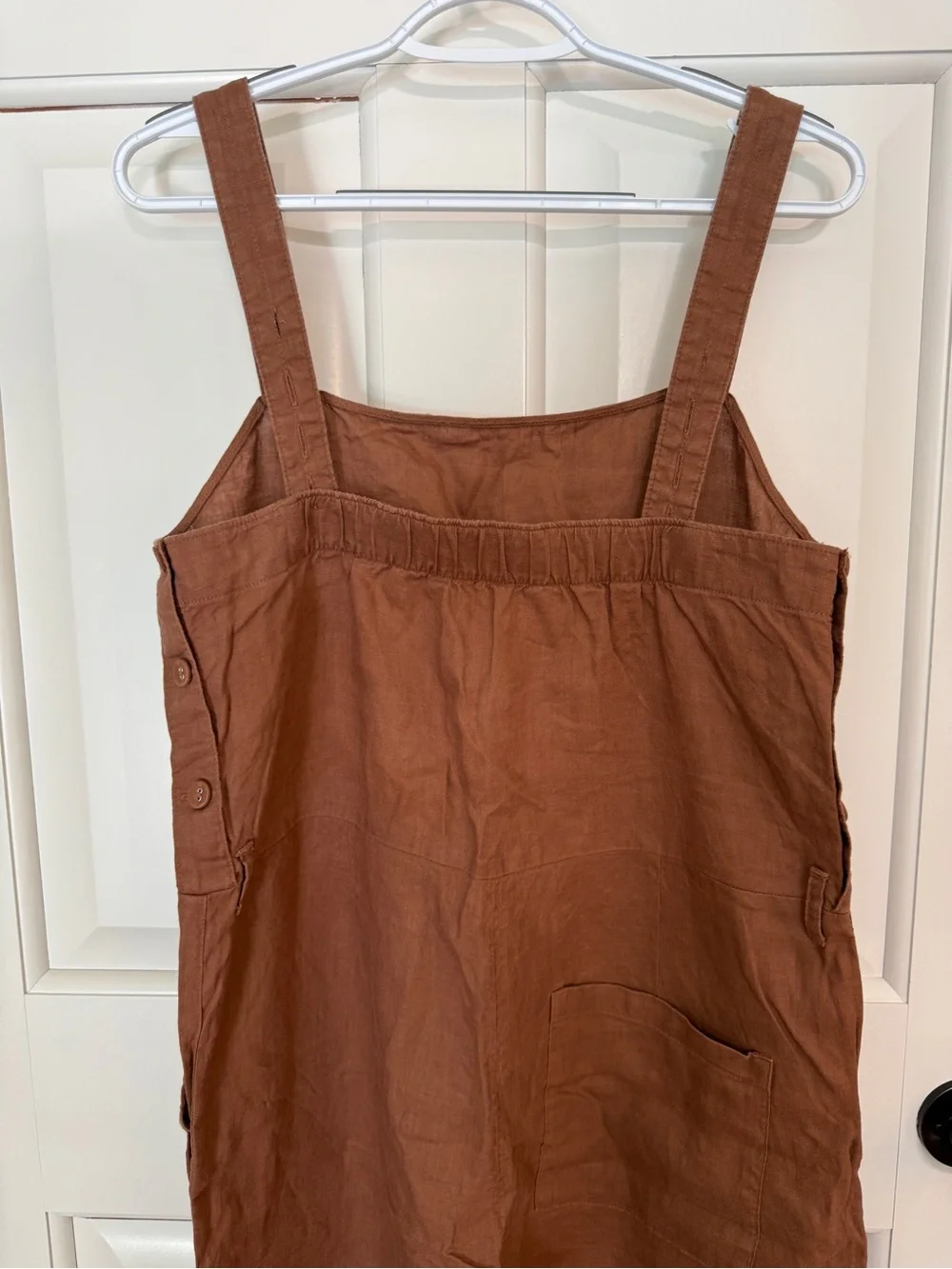 Everlane The Linen Side-Button Jumpsuit Wide Leg Brown Pockets 25694